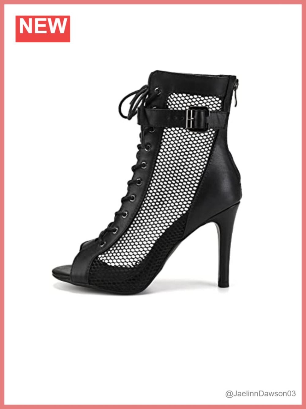 Women's Dance Boots Peep Toe Mesh Latin Ballroom Dance Heels, 4 Inch Stiletto